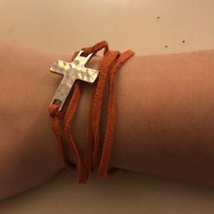 Orange wrap cross bracelet
